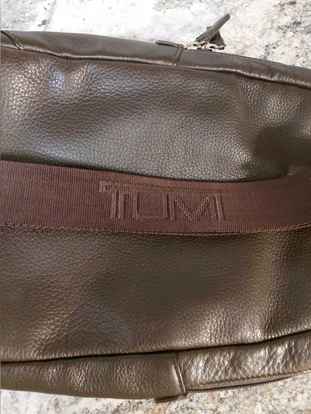 TUMI Men's Brown Leather Slingback Bag